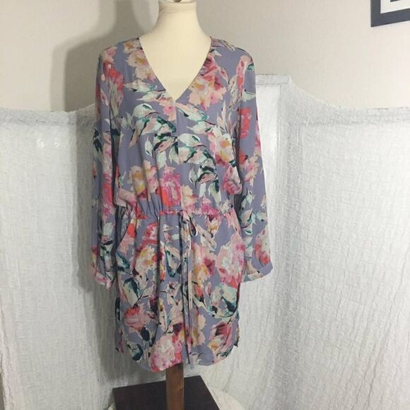 Eight-Sixty Lavender Floral Mini Dress Size Large - Picture 1 of 12